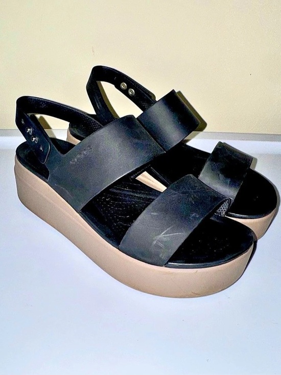 CROCS Shoes - Crocs Brooklyn Low Wedge Sandals Black & Brown US 7